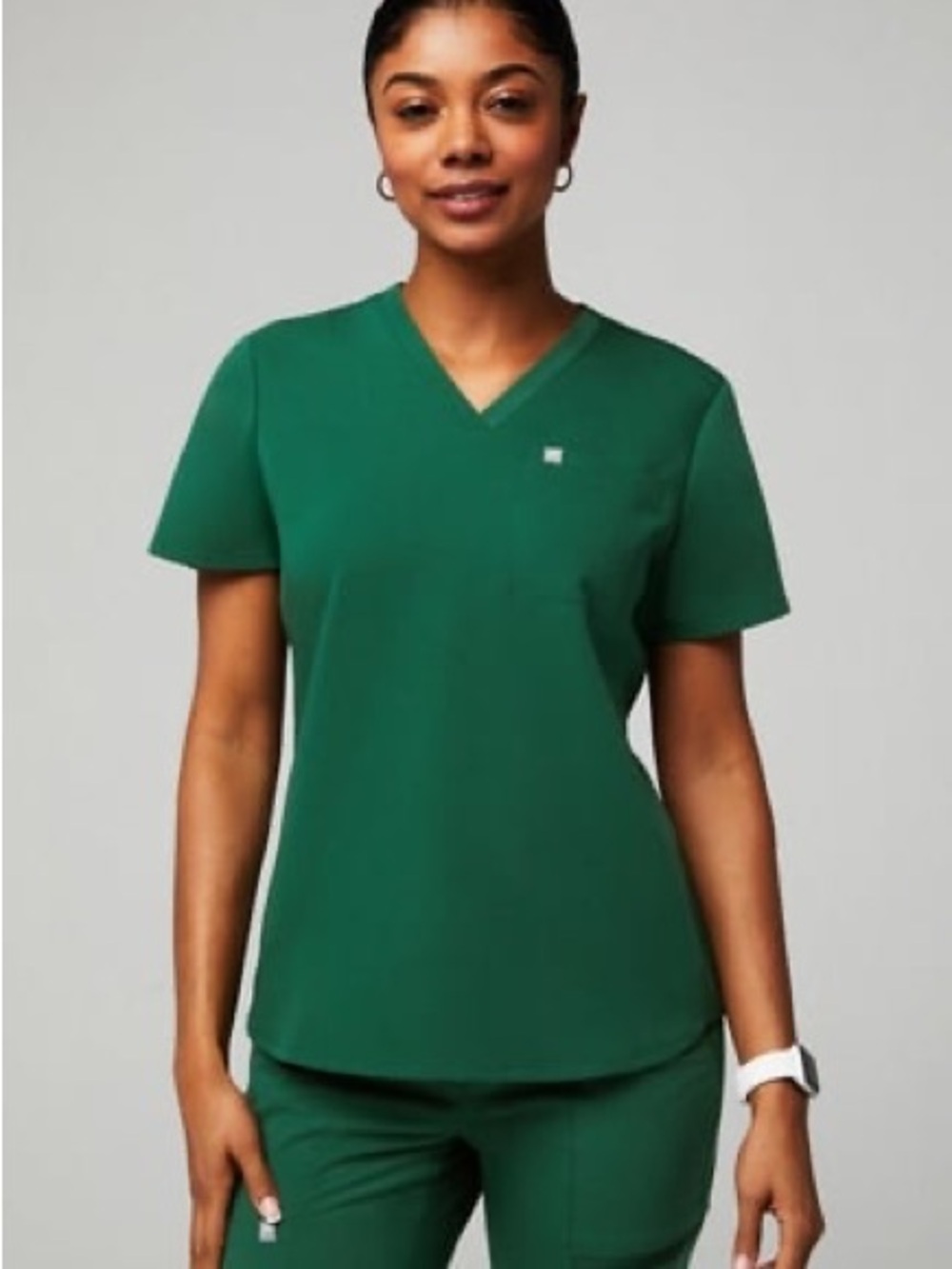Fabletics Forest Green V-Neck Short Sleeve Top